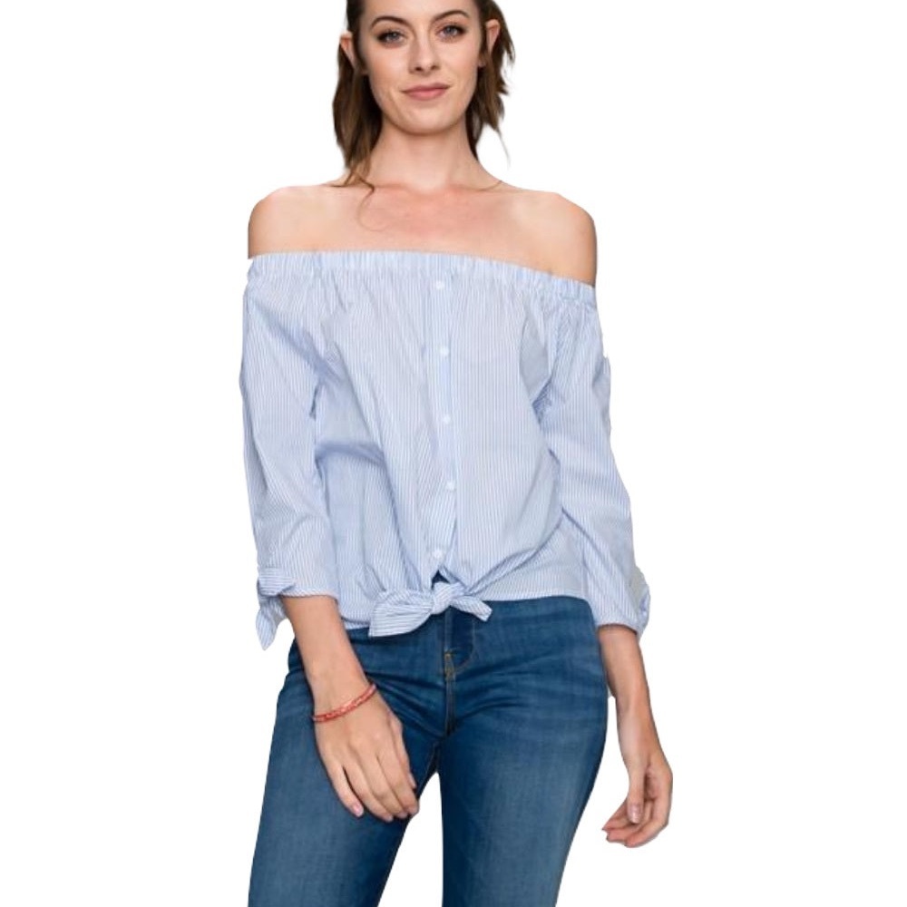 Stripe Off The Shoulder Blouse